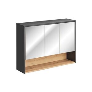 Imagine Cabinet cu oglinda si 3 usi, Borneo Cosmos, Comad, 100x25x75 cm, PAL laminat, gri