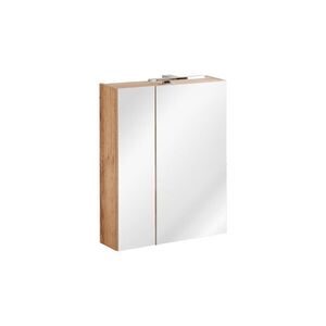 Imagine Cabinet cu oglinda si 2 usi, Capri Oak, Comad, 60x16x75 cm, PAL laminat, stejar craft gold