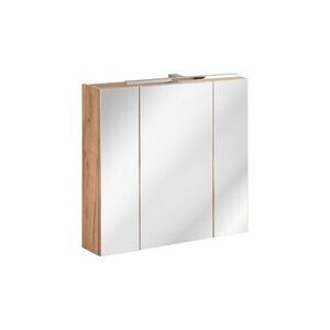 Imagine Cabinet cu oglinda si 3 usi, Capri Oak, Comad, 80x16x75 cm, PAL laminat, stejar craft gold