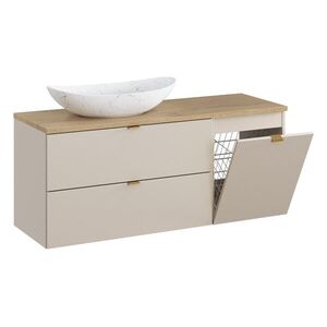Imagine Set mobilier baie, dulap, cos de rufe integrat si lavoar, 120 cm, Dalia Cashmere Cremona, Comad, MDF/PAL laminat, casmir mat