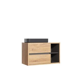 Imagine Set dulap de baie cu lavoar, 100 cm, Devon Black, Comad, PAL laminat, stejar shetland