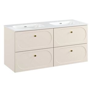Imagine Set mobilier baie, dulap dublu si lavoar dublu, 120 cm, Donna Sand, Comad, MDF/PAL laminat, nisipiu