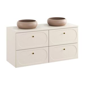 Imagine Set mobilier baie, dulap dublu si 2 lavoare, 120 cm, Donna Sand, Comad, MDF/PAL laminat, nisipiu