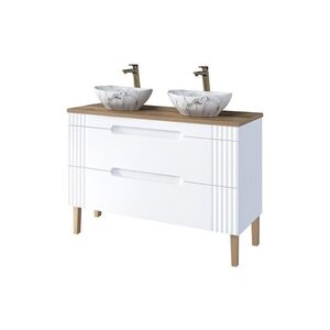 Imagine Set mobilier baie, dulap dublu si 2 lavoare, 120 cm, Fiji White, Comad, MDF/PAL laminat, alb