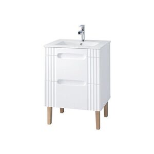 Imagine Set dulap de baie cu lavoar si sifon, 60 cm Lava, Fiji White, Comad, MDF/PAL laminat, alb