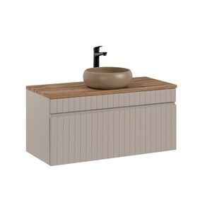 Imagine Set mobiler baie, dulap cu lavoar, 100 cm Wiki, Iconic Cashmere, Comad, MDF/PAL laminat, casmir mat