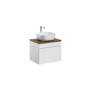 Imagine Set mobiler baie, dulap cu lavoar, 60 cm, Iconic White, Comad, MDF/PAL laminat, alb/stejar santa fe vintage
