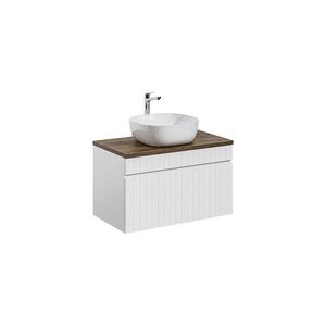 Imagine Set mobiler baie, dulap cu lavoar, 80 cm, Iconic White, Comad, MDF/PAL laminat, alb/stejar santa fe vintage