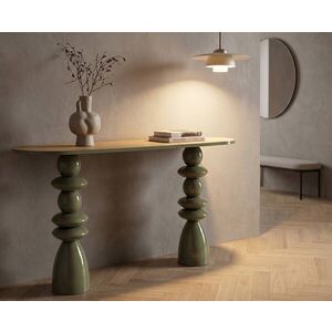 Imagine Consola, Mauro Ferretti, Seoul Green Glow, 150x45x77.5 cm, metal/MDF, verde/maro