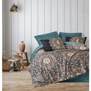Imagine Lenjerie de pat dubla Super King (EU) (IT), 3 piese, L'essentiel Maison, Ornate, Albastru petrol