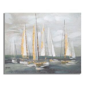 Imagine Tablou decorativ Gold Boat, Mauro Ferretti, 100x80 cm, canvas pictat manual, multicolor