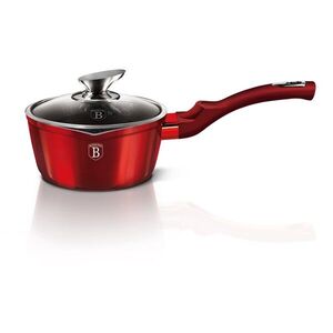 Imagine Cratita cu capac, Berlinger, Metallic Line, Burgundy Edition, 16 cm Ø, 1.3 L, aluminiu turnat/marmura