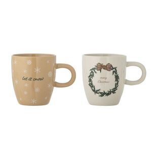 Imagine Set 2 cani, Bloomingville, Jolina, 9x10 cm, 400 ml, ceramica, natural