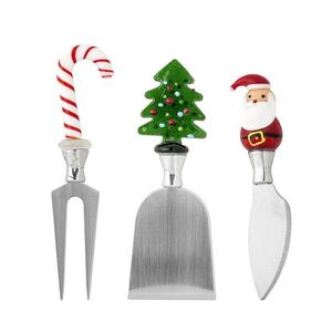 Imagine Set 3 cutite pentru branzeturi, Bloomingville, Misa, 19.5x17x4.5 cm, sticla, rosu