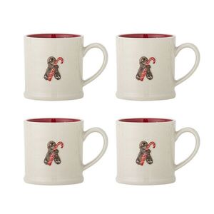 Imagine Set 4 cesti, Bloomingville, Kenai, 7.5x8 cm, 300 ml, ceramica, rosu