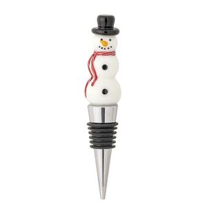 Imagine Dop pentru sticla de vin, Bloomingville, Lynn Snowman, 5x13 cm, sticla, alb