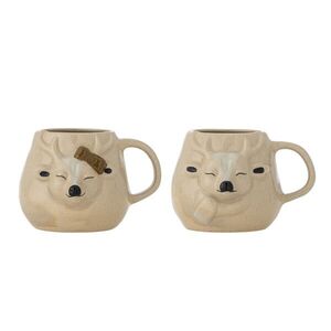 Imagine Set 2 cani, Bloomingville, Rudolph, 12x9 cm, 496 ml, ceramica, natural