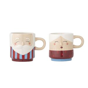 Imagine Set 2 cesti, Bloomingville, Granny, 8x9 cm, 280 ml, ceramica, rosu