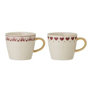 Imagine Set 2 cani, Bloomingville, Jolly Heats, 9.5x8 cm, 300 ml, ceramica, multicolor