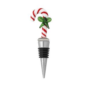 Imagine Dop pentru sticla de vin, Bloomingville, Lynn Candy Cane, 5x12 cm, sticla, rosu