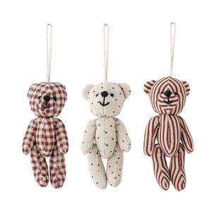 Imagine Set 3 decoratiuni brad, Bloomingville, Salwa, 5x4.5x11.5 cm, poliester, rosu