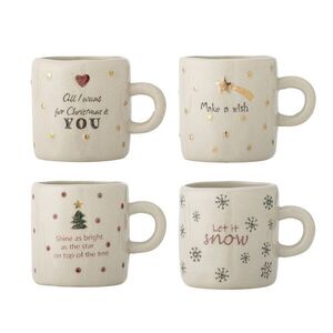 Imagine Set 4 cesti, Bloomingville, Christy, 7x6 cm, 260 ml, ceramica, natural
