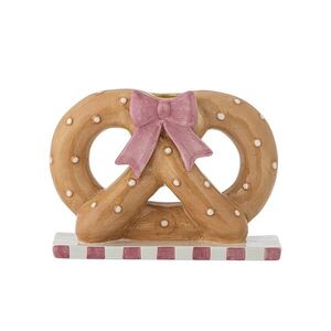 Imagine Suport pentru lumanare, Bloomingville, Pretzie, 19x7x14.5 cm, ceramica, maro
