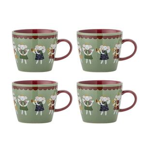 Imagine Set 4 cani, Bloomingville, Peo, 9.5x8 cm, 300 ml, ceramica, verde