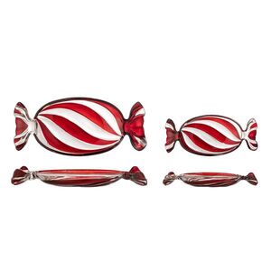 Imagine Set 2 platouri pentru servire, Bloomingville, Sweetie, 34x15x4 cm, sticla, rosu