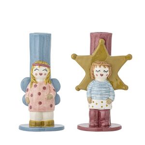 Imagine Set 2 suporturi pentru lumanare, Bloomingville, Bisby, 10x6.5x15 cm, ceramica, multicolor