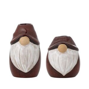 Imagine Set 2 suporturi pentru lumanare, Bloomingville, Lyda, 6.5xH11 cm, ceramica, rosu