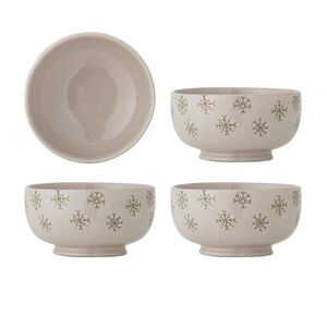 Imagine Set 4 boluri, Bloomingville, Snowie, 13x7 cm, 584 ml, ceramica, natural
