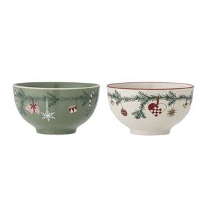 Imagine Set 2 boluri, Bloomingville, Yule, 14x7.5 cm, 500 ml, ceramica, multicolor