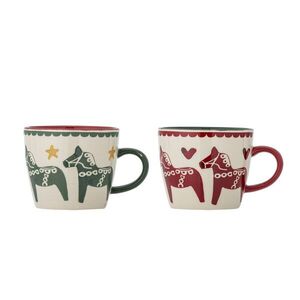 Imagine Set 2 cani, Bloomingville, Siffer, 9.5x8 cm, 300 ml, ceramica, multicolor