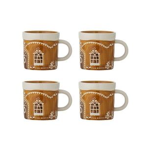 Imagine Set 4 cani, Bloomingville, Gina, 7.5x7.5 cm, 250 ml, ceramica, maro