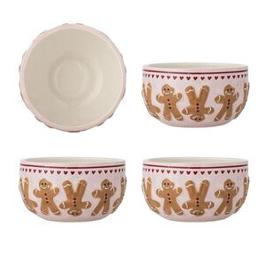 Imagine Set 4 boluri, Bloomingville, Binna, 12.5x6.5 cm, 525 ml, ceramica, roz