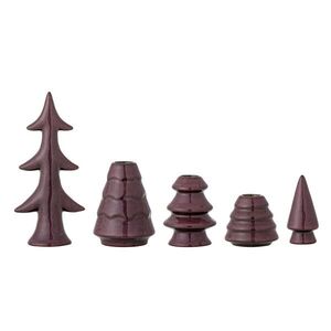 Imagine Set 5 suporturi pentru lumanare, Bloomingville, Woods, 9x5.5x19 cm, ceramica, rosu