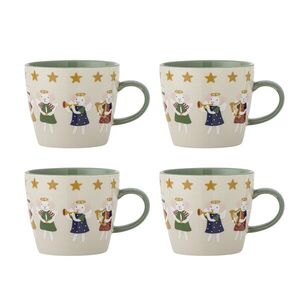 Imagine Set 4 cani, Bloomingville, Peo, 9.5x8 cm, 300 ml, ceramica, natural
