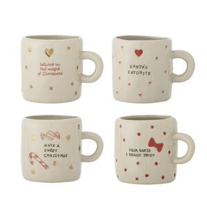 Imagine Set 4 cesti, Bloomingville, Christy Cup, 7x6 cm, 260 ml, ceramica, natural