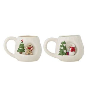 Imagine Set 2 cani, Bloomingville, Ryne, 10x9 cm, 440 ml, ceramica, alb