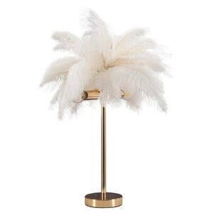 Imagine Lampa de masa Palm White, Mauro Ferretti, Ø40 x 55 cm, 2 x E14, 40W, fier, auriu/alb