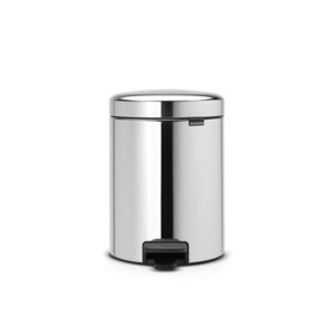 Imagine Cos de gunoi cu pedala, Brabantia, NewIcon Brilliant Steel, 5 L, 27.2x20.5x29.1 cm, otel, argintiu
