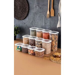 Imagine Set recipiente depozitare, Hermia, 964FRM1172, Size: 10 x 10 x 16, 5 cm / 1200 ml (4 Pieces), Alb
