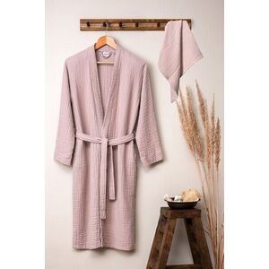Imagine Set halat si prosop de baie, L'essentiel Maison, Kimono, Bumbac, Roz pudra