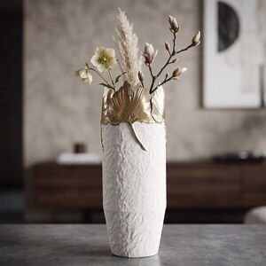 Imagine Vaza, Leaf Edge, Mauro Ferretti, fier, 17x47.5 cm, alb/auriu