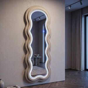 Imagine Oglinda de perete cu LED, Irregular Frame, Mauro Ferretti, MDF, 60x160 cm, crem