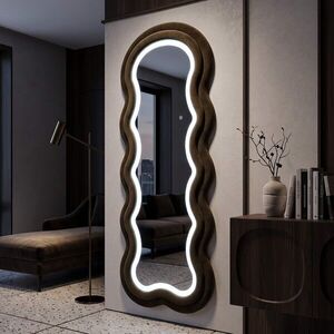 Imagine Oglinda de perete cu LED, Irregular Frame, Mauro Ferretti, MDF, 60x160 cm, verde
