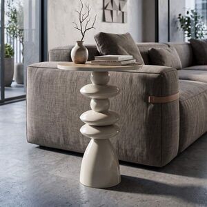 Imagine Masuta de cafea, Daphne, Mauro Ferretti, metal/MDF, 45.5x63 cm, crem