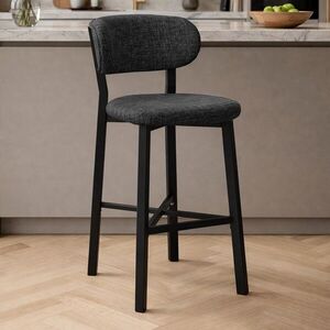 Imagine Scaun de bar, Hanah Home, Luna, 42x100x45 cm, Fier/Poliester/In, Antracit