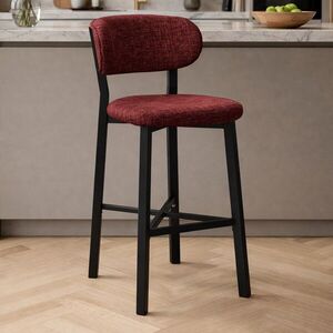 Imagine Scaun de bar, Hanah Home, Luna, 42x100x45 cm, Fier/Poliester/In, Bordo